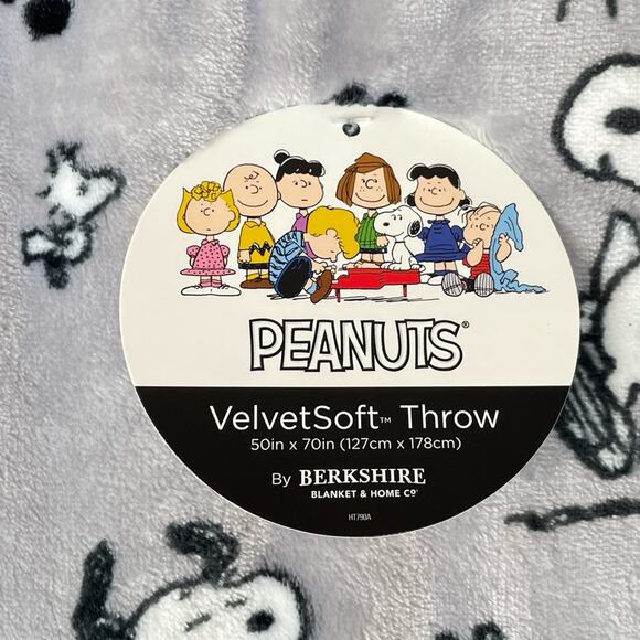 Peanuts Snoopy and Woodstock Throw Blanket Gray 50x70 - Picture 6 of 9